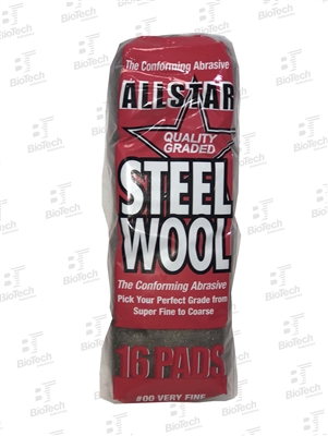 Steel Wool Grade 00 Very Fine 16 Pads/Bag 